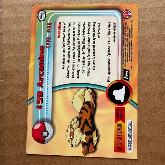 Topps Arcanine Pokémon Trading Card - Picture 2 of 2